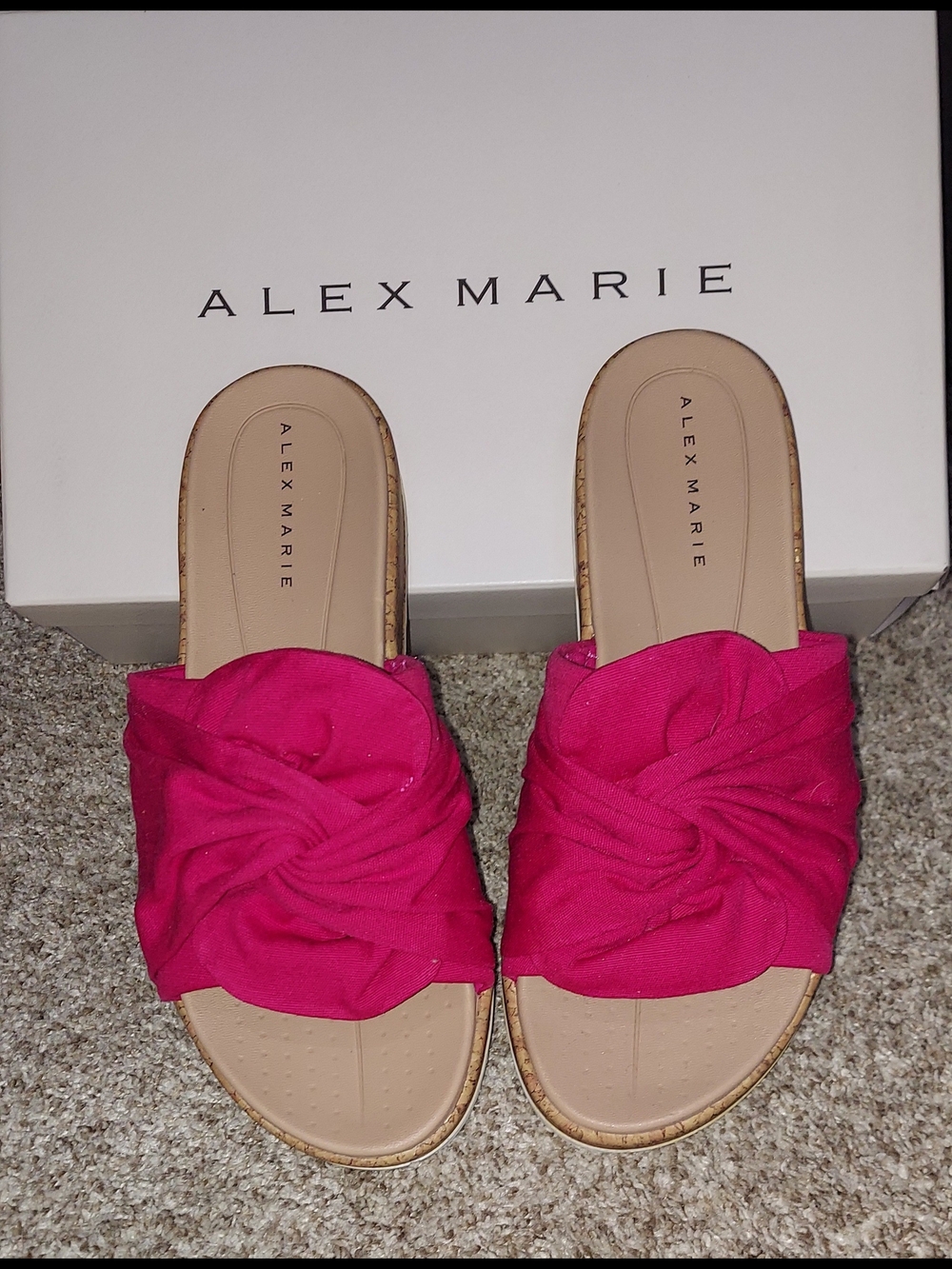 Alex Marie Hot Pink Knotted Slide Mules